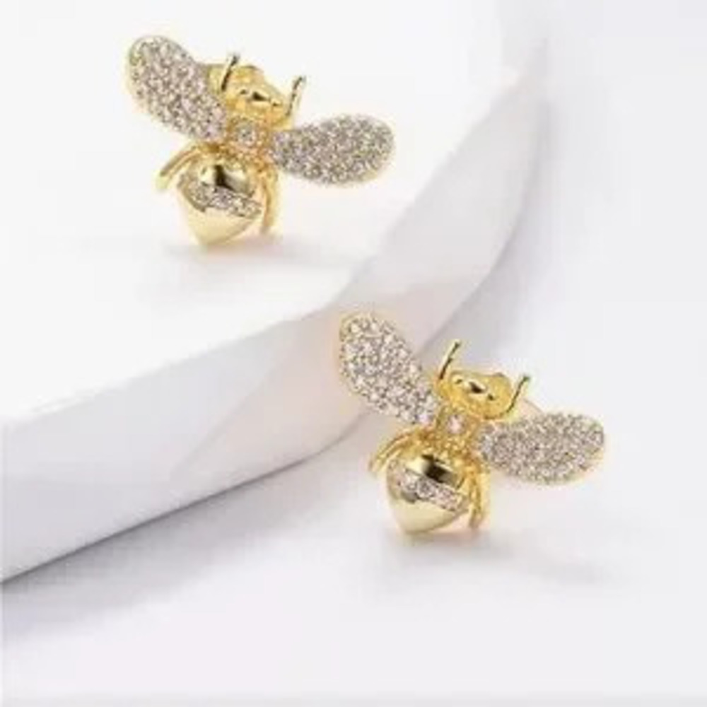 Sparkling Gold Bee Earrings